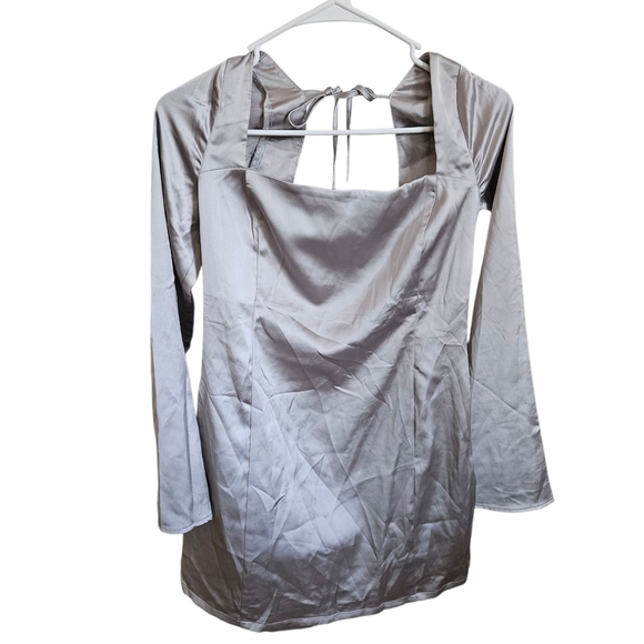 Wild Fable Silver Bell Long Sleeve Satin Mini Bodycon Holiday Dress NWT - Picture 4 of 6
